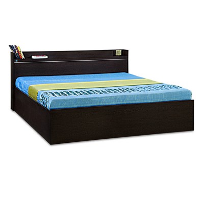 Plum Queen Bed with Headboard Shelf Wenge